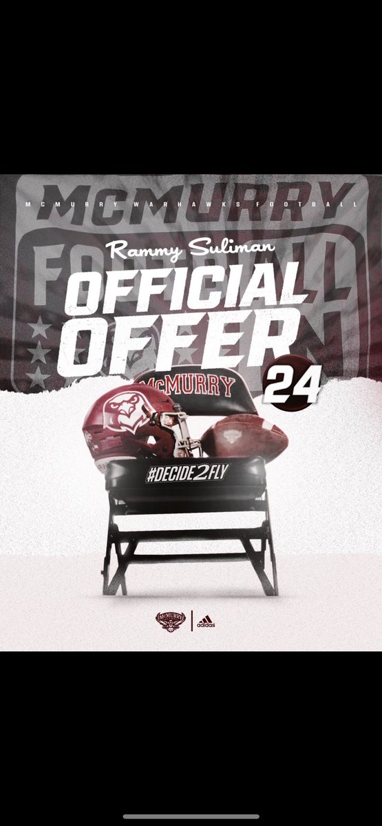 Rammy Suliman (@rammysuliman) on Twitter photo #AGTG After a great conversation with <a href="/CoachSnyde/">Will</a> I am blessed to receive my first offer from McMurry university.
<a href="/McMURRYFOOTBALL/">McMURRY FOOTBALL</a> <a href="/coachdrecortez/">Coach Dre M.Ed</a> <a href="/tonybenedetto19/">Tony Benedetto</a> <a href="/PlanoEastFB/">Plano East Football</a> #AGTG After a great conversation with <a href="/CoachSnyde/">Will</a> I am blessed to receive my first offer from McMurry university.
<a href="/McMURRYFOOTBALL/">McMURRY FOOTBALL</a> <a href="/coachdrecortez/">Coach Dre M.Ed</a> <a href="/tonybenedetto19/">Tony Benedetto</a> <a href="/PlanoEastFB/">Plano East Football</a>