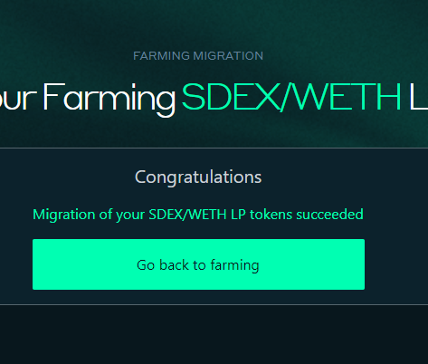🔔 WEBSITE UPDATE! 🔔

Migration module for Ethereum network &amp; several improvements are LIVE!🎉

Time to migrate staked $SDEX &amp; LPs!🔄

Hit "Migrate" on old campaigns &amp; follow the steps.👣 (avoid closing the page!🚫)

On transaction approval, use "default" to avoid extra fees!💰