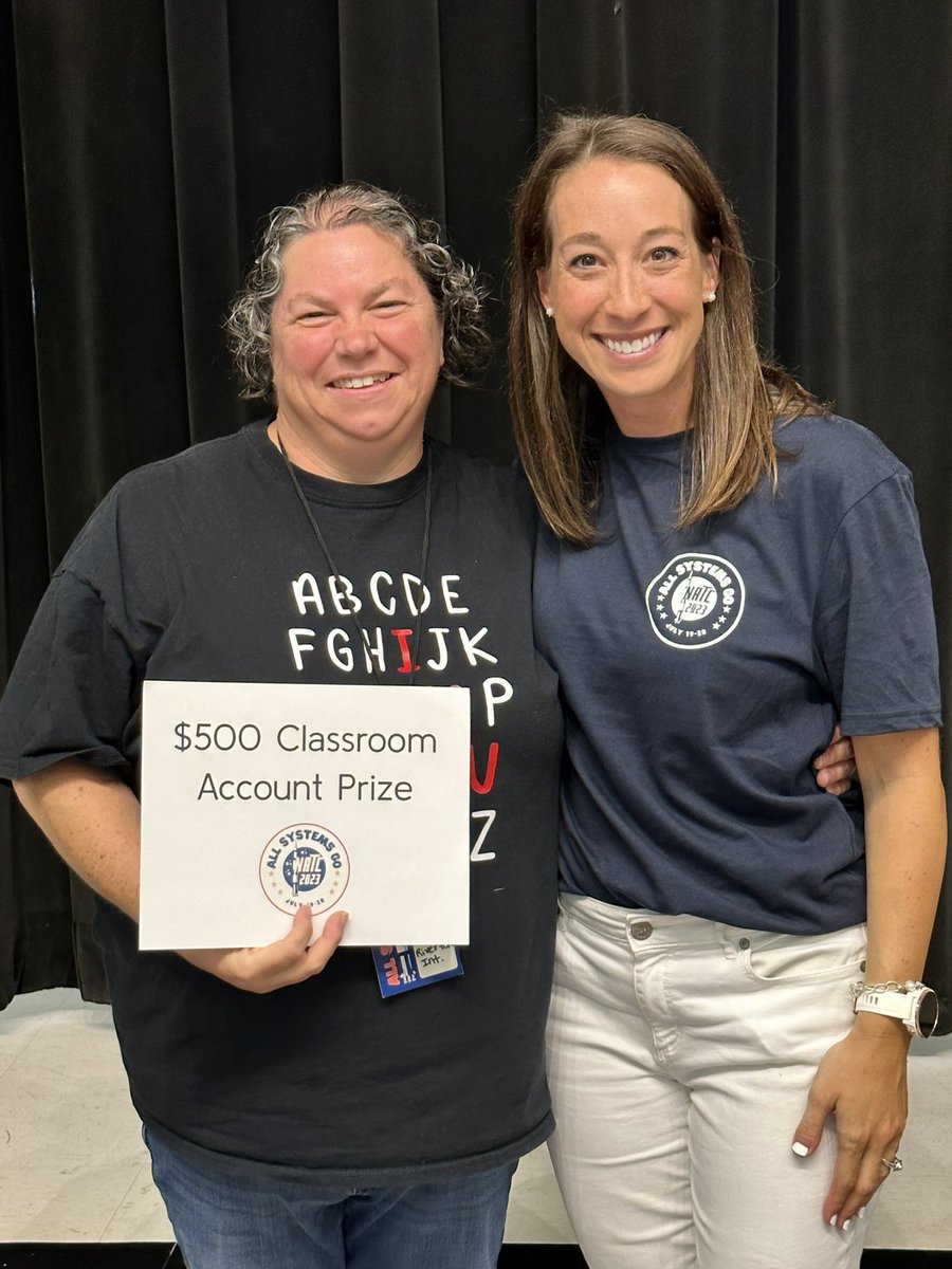 MadCoSchools's tweet photo. BIG WINNER! Mary Cope, special education teacher at @Riverton_Wolves , won the grand door prize from the NATC! She is getting $500 for her classroom account! Thanks to Chad Maddox with Assurance Residential Inspections for sponsoring this! #AllSystemsGo #ThePowerOfUs https://t.co/XHa9gfHnlz