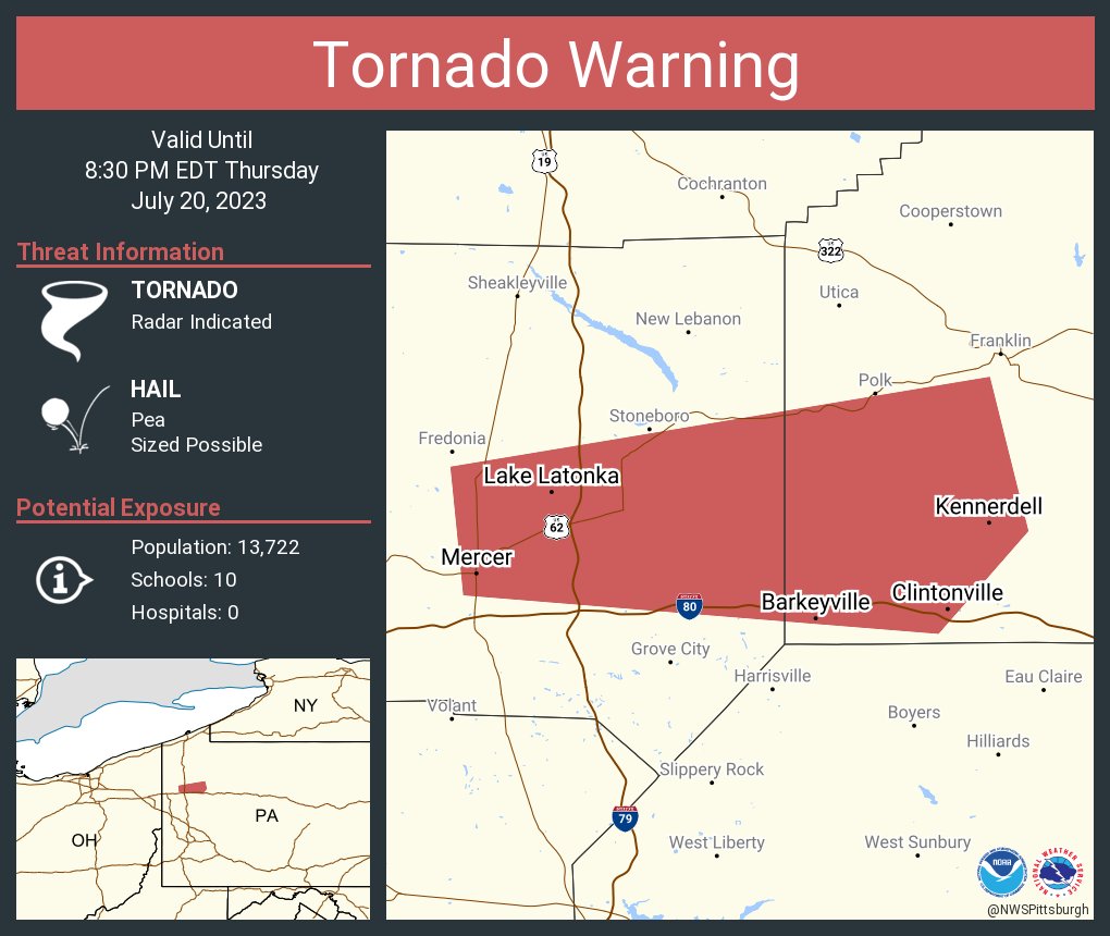 NWS Tornado on Twitter "Tornado Warning including Mercer PA, Lake