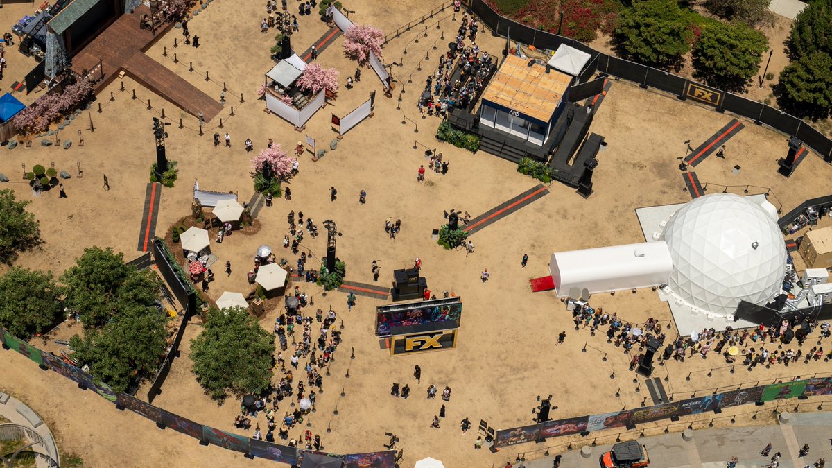 an (almost) birds-eye view of our lawn activation for SDCC. #FXSDCC