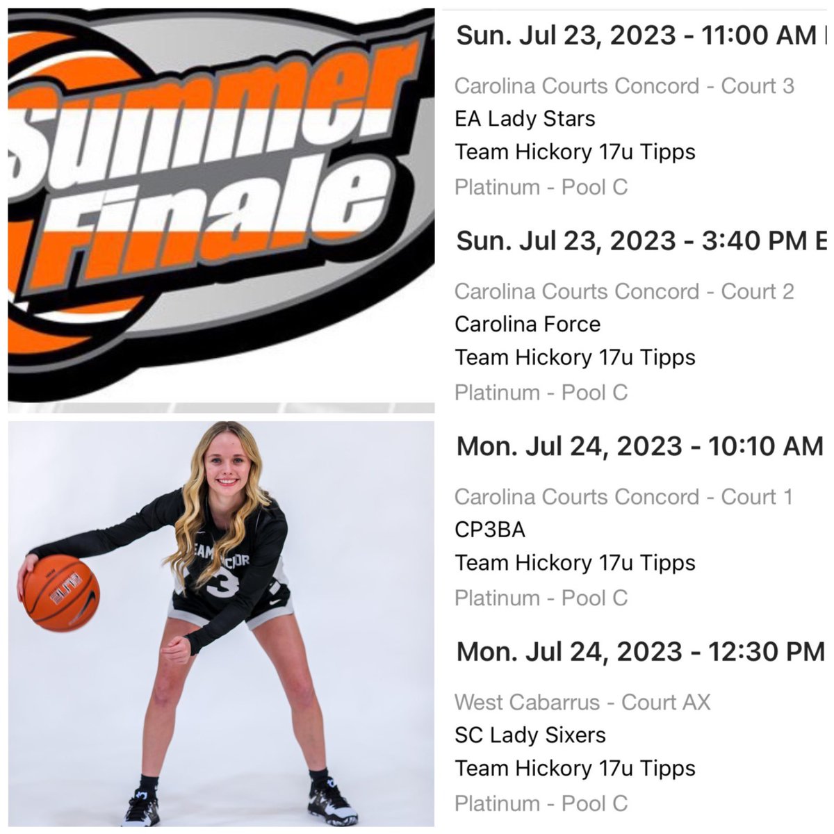 Come check us out at the Carolina Summer Finale!!
Team Hickory 17u Tipps!!
#3 Pg,Sg 2025