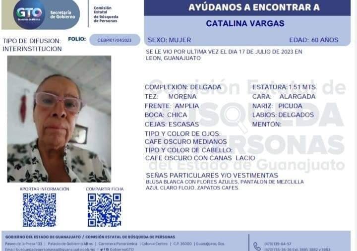 #Buscan El secretario de seguridad de león, Mario Bravo Arrona, señaló que designaron una búsqueda especial para la búsqueda de Catalina Vargas