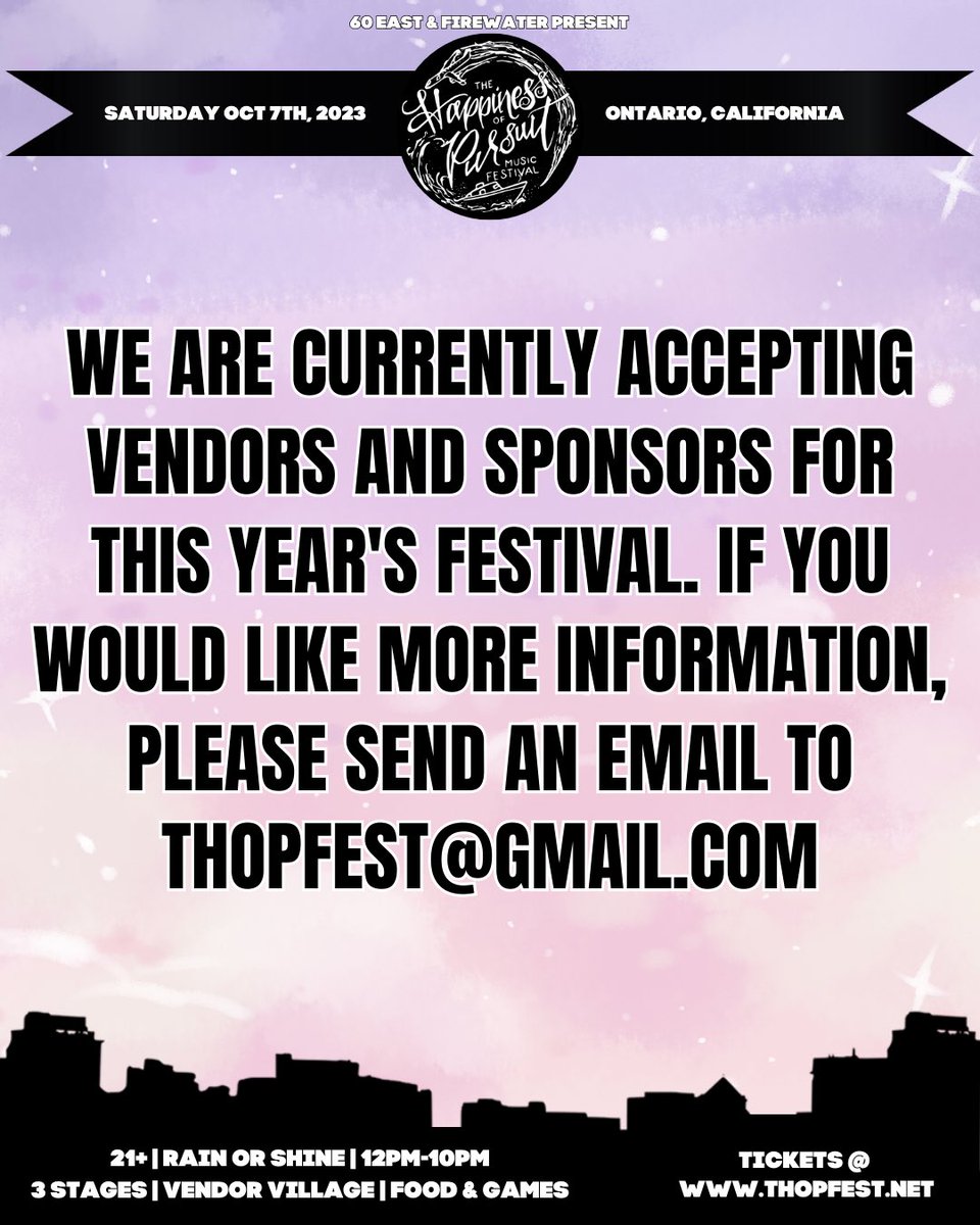 🚨 Vendor submissions are NOW OPEN for this years #THOPFest! Limited spaces available, so don’t wait! Whether you sell art, crafts, food, or unique goodies, we want YOU! Come make party with us and showcase your brand to our diverse audience! DM or email for details. ✈️🛥