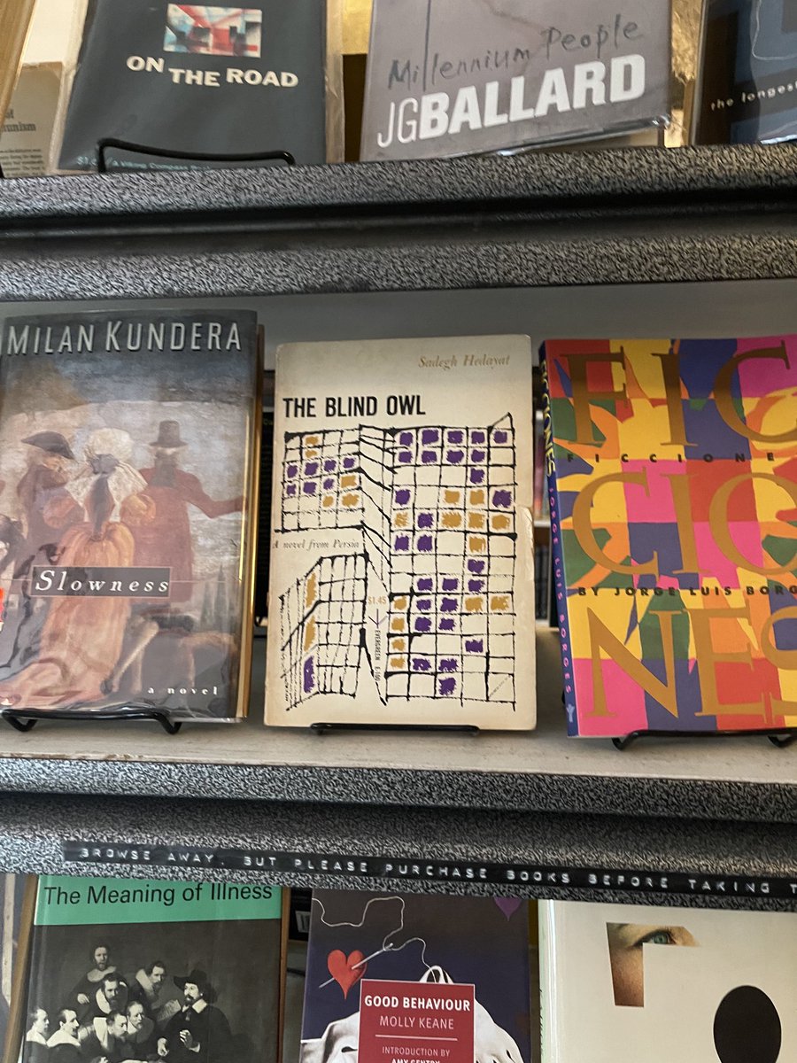 #onlyinNY 
In a cozy little bookstore on a quaint Brooklyn street in my hood, I stumbled upon an old gem from my homeland. It‘s written about 90 years back and had its translation published 60 years ago making it shine among the other literary wonders.
#theBlindOwl #sadeghHedayat