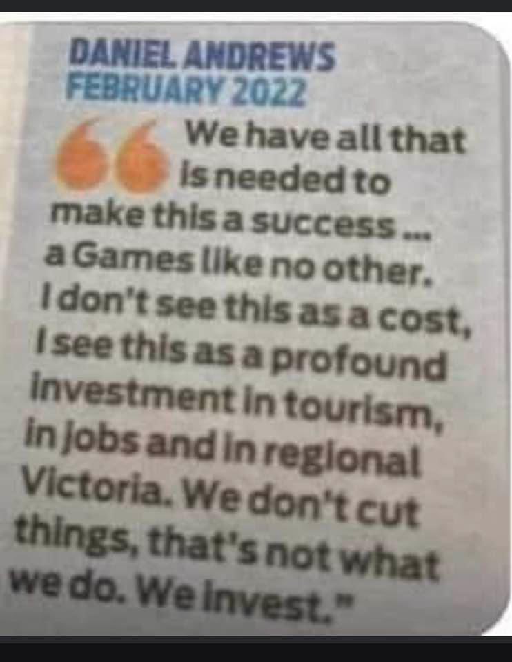 The #CommonwealthGames2026 are going to be a success because we don’t cut things…..oh wait…. 🧐 
#timetogo #springst #doomsdaydan