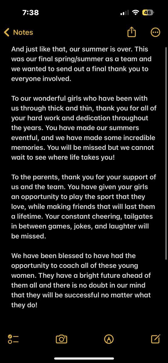 These last 4 years with this group have been an unforgettable experience. Couldn’t have imagined a different group of girls to coach. 

To everyone else involved; THANK YOU for your support and dedication over the years. 

Can’t wait to watch them from a new POV: the sideline 😎