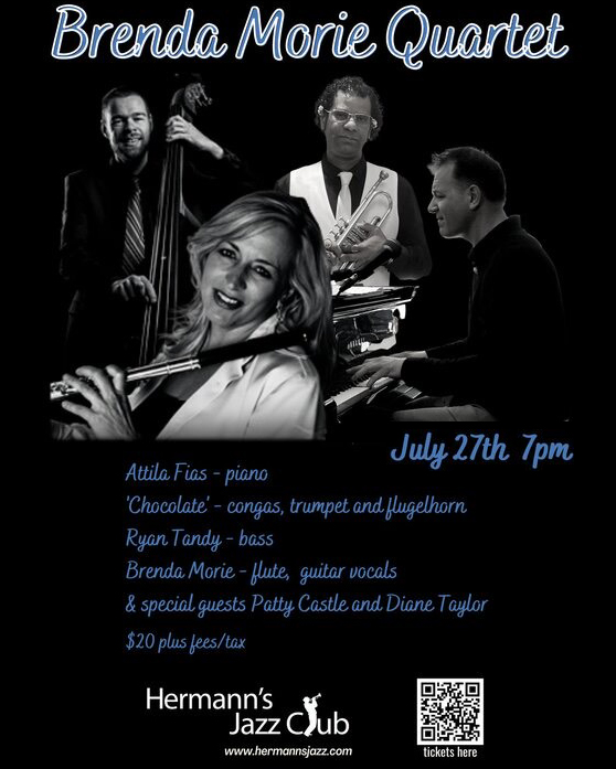 Brenda Morie Quartet
Thu. July 27th 7:00 PM - 9:00 PM doors at 5:30 PM (All Ages)
Livestream + In Person $20 plus fees/tax, walk-ins welcome

More info and ticket links at BrendaMorie.com
#yyjevents #yyjarts #jamesbay #vanislelife #yyjmusic #yyjjazz #bcmusic #canadianjazz
