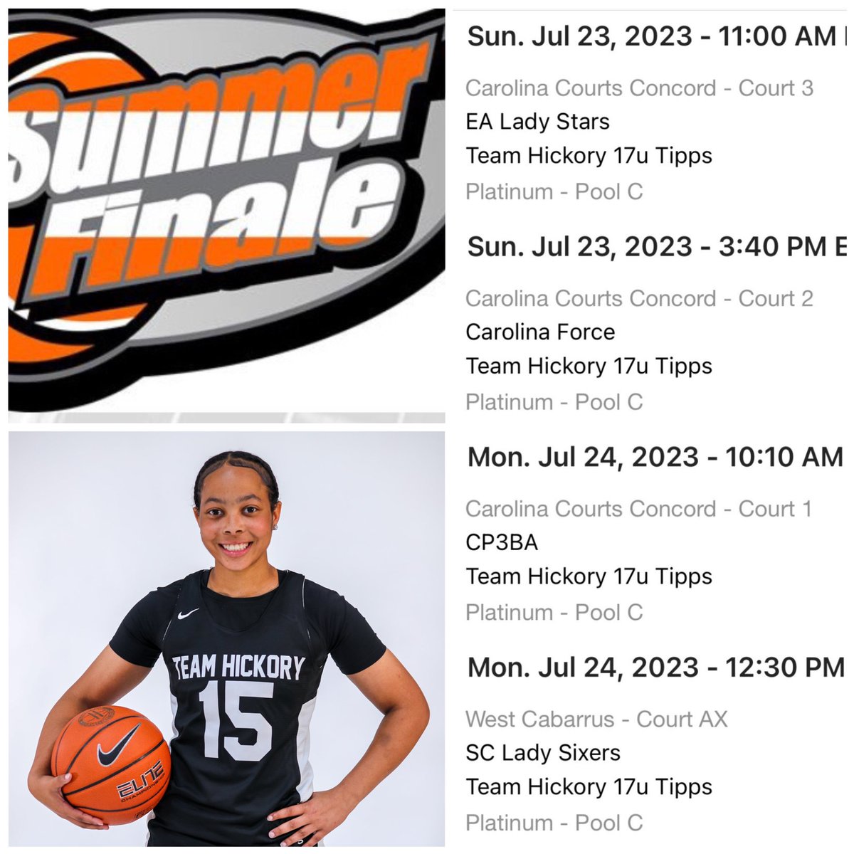 Myla Hoover (@myla_hoover) on Twitter photo I will be playing In the Carolina summer finale tournament this weekend. Coaches come check us out!! <a href="/CoachTJTipps/">T.J. Tipps</a> <a href="/TeamHickory/">Team Hickory</a> I will be playing In the Carolina summer finale tournament this weekend. Coaches come check us out!! <a href="/CoachTJTipps/">T.J. Tipps</a> <a href="/TeamHickory/">Team Hickory</a>