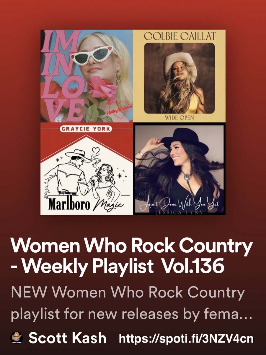 ScottKash88's tweet photo. NEW #WomenWhoRockCountry playlist for the new releases from across the pond by
@TanyaGoltz
@GrettaZiller
@Toridarke
@MusicUrquhart & #JoshCunningham
@JadeHolland89
+MORE
#Spotify
https://t.co/3vBNJDophd
#NewMusic2023 #Country @BlazedRTs #rtitbot @rttanks #SpotifyRT https://t.co/UMhV3geh9j