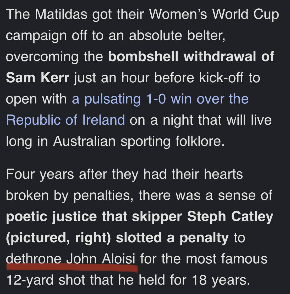 Wow, really?? @heraldsunsport 
#FIFAWWC #Matildas #AUSvIRE