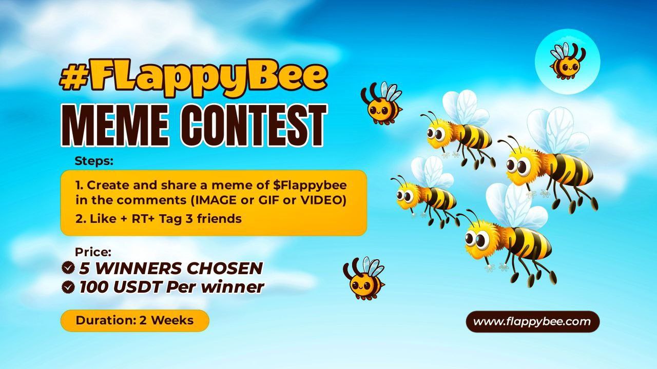 FlappyBee 🐝 on X: #Flappybee Meme Contest! 🐝🐝🏆 We are giving away $500  $USDT to the top 5 original memes created by our community.🥰 🏅RULES 🏅  ✓Create and share a meme of #