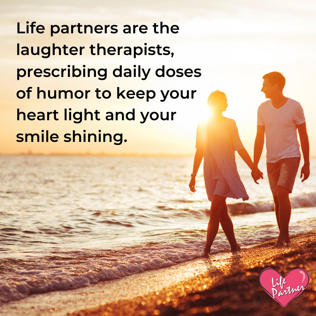 Whether it’s a silly joke, a funny anecdote, or just a funny face, life partners know just the right medicine to put a smile on your face.

#MarriageGoals #FindYourPerfectMatch #findpartner #findyourlifepartner #LifePartnerMatrimony #matrimony #matrimonialservice #matrimonialsite