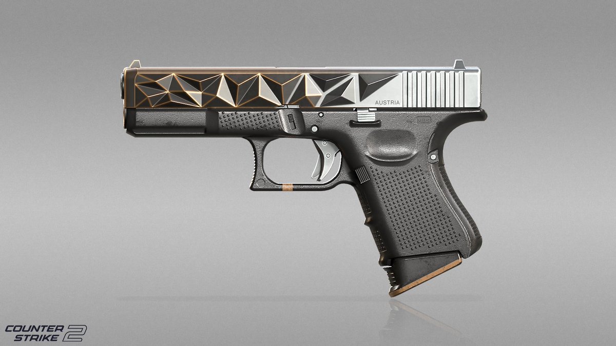 Hey Guys!📢 
It's time to release my first skin for CS2 <a href="/CounterStrike/">CS2</a> 
Absolutely loved the new mechanics in the material settings!

Glock-18 | Fragments [CS2]
steamcommunity.com/sharedfiles/fi…
#CS2 #CSGO