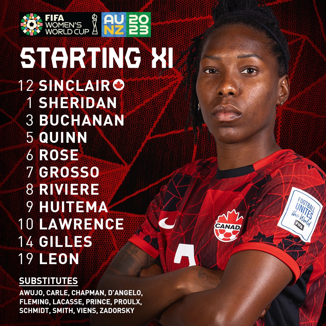 Your @CANWNT Starting XI for our opening #FIFAWWC match vs. Nigeria 🇨🇦🏆 #WeCAN