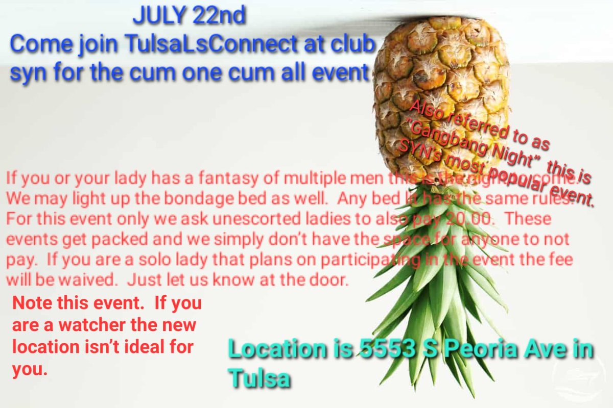 LsTulsa28213's tweet photo. Come join TulsaLsConnect at the house of syn for cum one cum all AKA gangbang night. location is 5553 S Peoria Ave in Tulsa https://t.co/vt1GqXl0s2