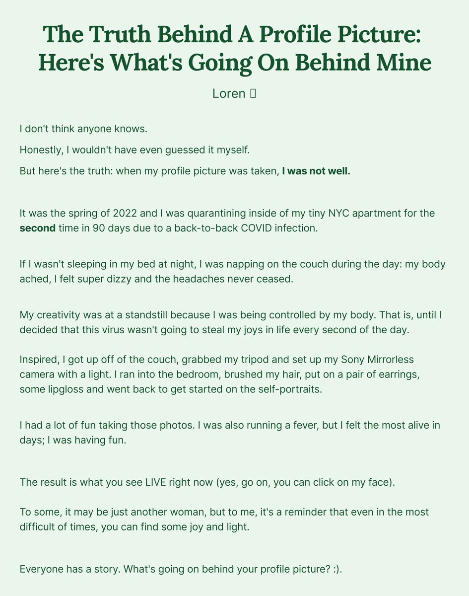 EBbravery's tweet photo. The Truth Behind A Profile Picture: Here's What's Going On Behind Mine

(brownie points if you guessed it correctly before reading the essay!) :D

Ship30 1/30 (yes, I know I'm behind!) #Ship30 #LifestyleWriting #ProfilePic https://t.co/5Bf6F4jXeh