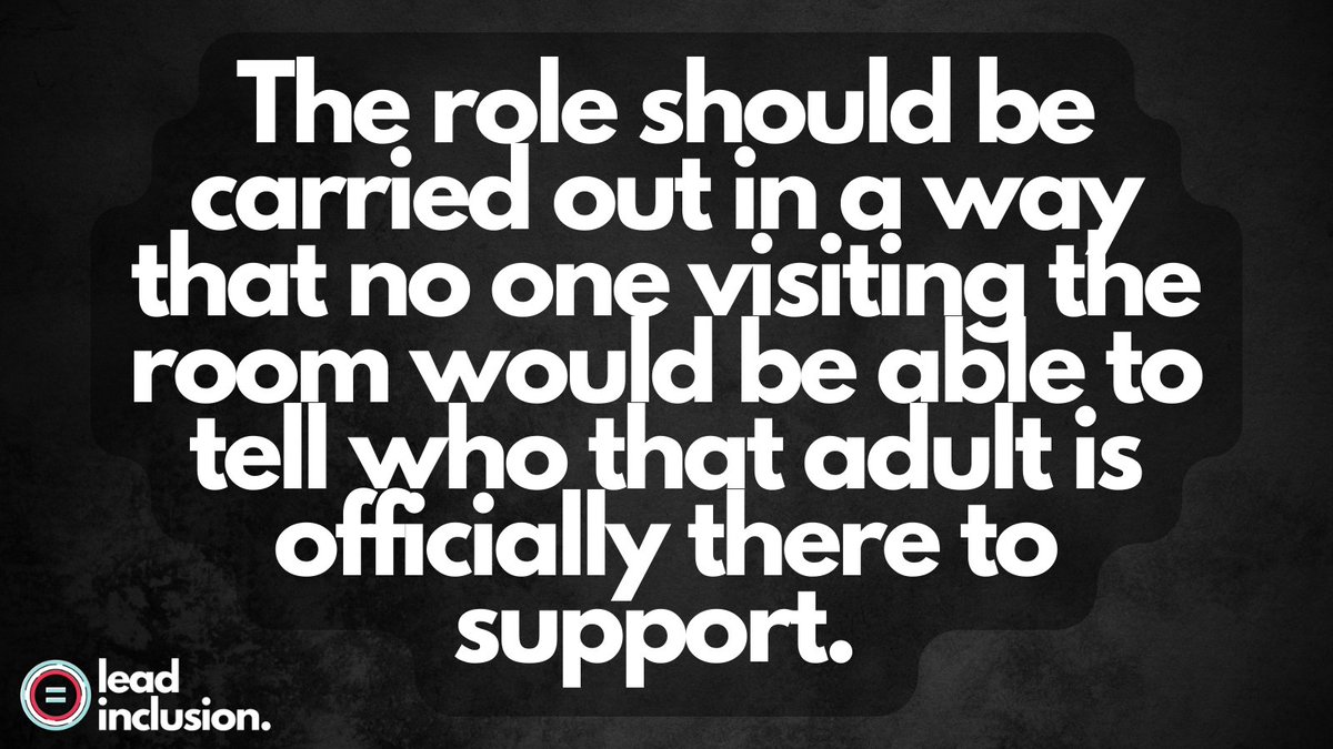 🤝 Having the support of a #paraprofessional is an amazing resource. But the role should be carried out in a way that no one visiting the room would be able to tell who that adult is officially there to support. #LeadInclusion #EdLeaders #Teachers #UDL #TeacherTwitter