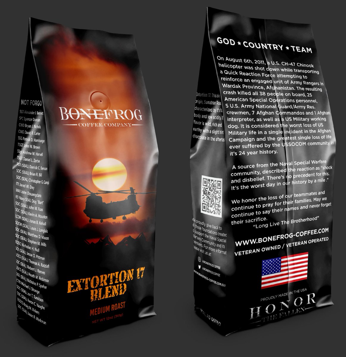 Join us in commemorating their legacy on August 6th and reserve your bag of Extortion 17 blend today at bonefrogcoffee.com. Let's raise our cups together to remember those brave Americans who gave everything for our freedom.
#Extortion17Blend #BonefrogCoffee #HonorOurFallen