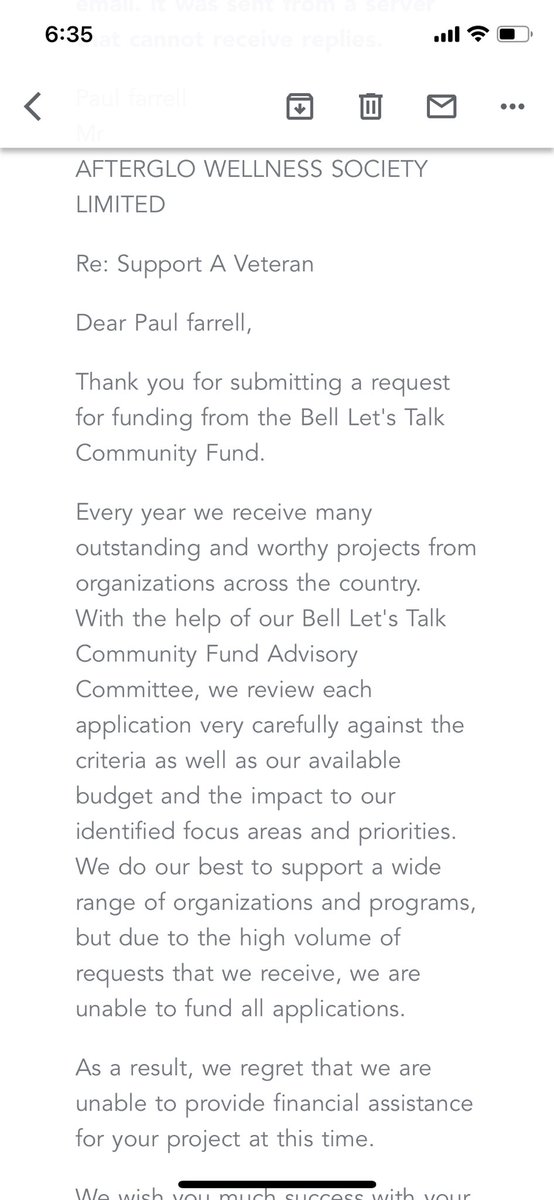 Hopefully folks will realize The realities of corporations allocation of those funds. <a href="/Bell_LetsTalk/">Bell Let's Talk</a> funds will be not be supporting  any veteran programs this year <a href="/Bell/">Bell</a>