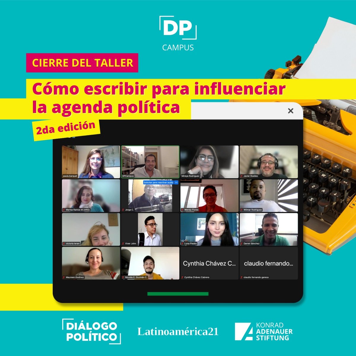 Finalizó la 2da edición del #DPCampus ¿Cómo escribir para influenciar en la agenda política?  ✍️ que organizamos junto a <a href="/Latinoamerica21/">Latinoamérica21</a> 

Fueron 4 módulos en los que los participantes aprendieron las claves para que sus ideas lleguen a grandes audiencias. 🤓