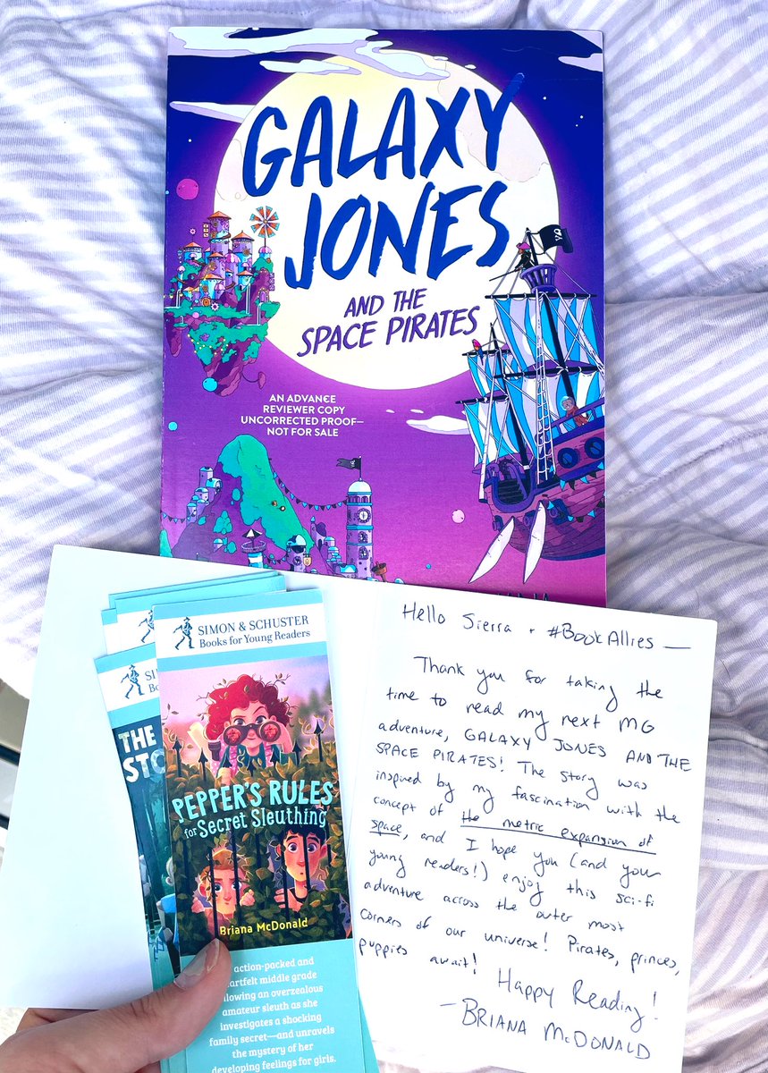 GALAXY JONES AND THE SPACE PIRATES by <a href="/BrianaRMcDonald/">Briana McDonald</a> is flying your way <a href="/aubsimons/">Mrs. Simons ❤️s Books</a>! We are excited to read another #mglit ARC from <a href="/BrianaRMcDonald/">Briana McDonald</a> 💜 #BookAllies <a href="/SimonKIDS/">Simon Kids</a>
