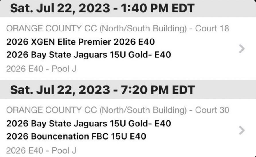Hannah Kuriscak (@hannahkuriscak) on Twitter photo I’m excited to finish off the spring season in Orlando this weekend! Here is my schedule!🖤💛
<a href="/BayStateJags/">Bay State Jaguars</a> <a href="/JagsRecruiting/">Bay State Jaguars Recruiting</a> <a href="/LaurieBollin/">LAURIE BOLLIN</a> I’m excited to finish off the spring season in Orlando this weekend! Here is my schedule!🖤💛
<a href="/BayStateJags/">Bay State Jaguars</a> <a href="/JagsRecruiting/">Bay State Jaguars Recruiting</a> <a href="/LaurieBollin/">LAURIE BOLLIN</a>