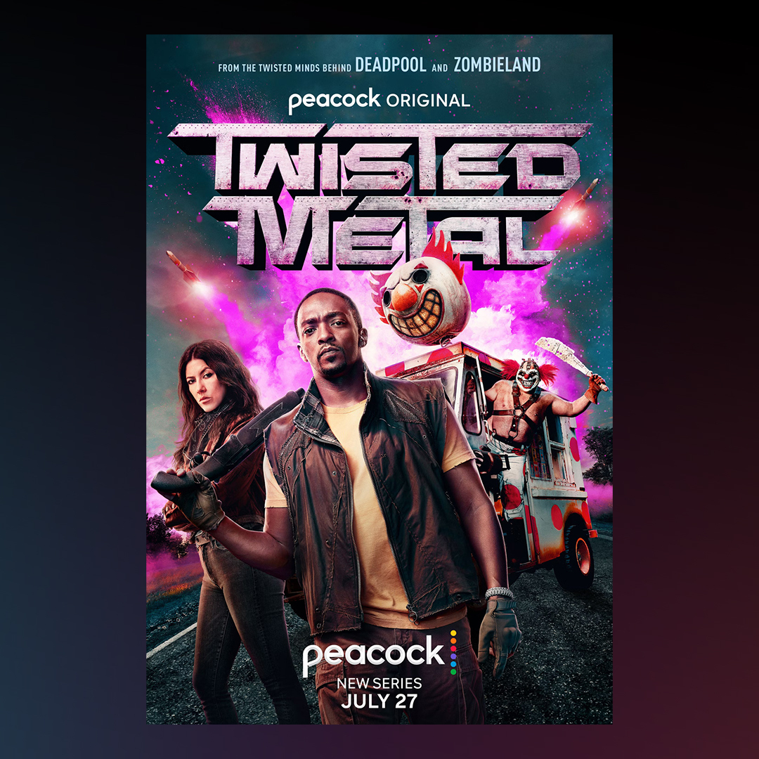 LegionGrp's tweet photo. Buckle up… we’re just one week away from the starting line, and our #TwistedMetal payoff poster has engines revving with our partners at @peacock https://t.co/M2feemCT8N