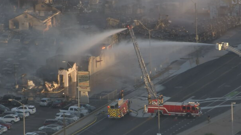 Images from our news chopper showing what appears to be an airport parking lot right near the propane fire. I'd estimate dozens of cars destroyed <a href="/azfamily/">azfamily 3TV CBS 5</a>