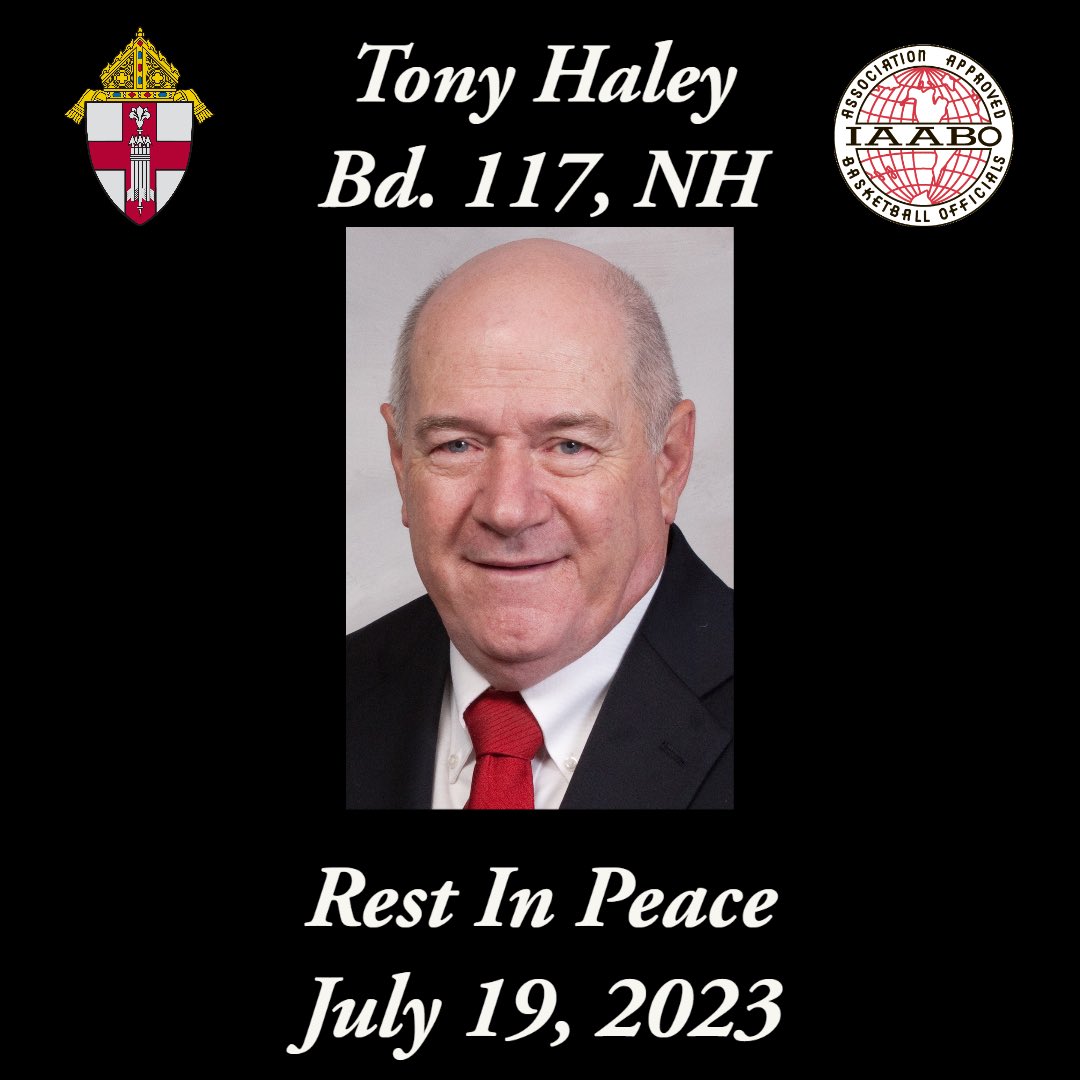 IAABO's tweet photo. IAABO is saddened to inform you of the passing of IAABO Past President Tony Haley, Bd. 117, New Hampshire.  Tony was the President of IAABO, Inc. during the timeframe 2011-2012. #IAABO #Basketball #Official https://t.co/qkKEUJwN2a