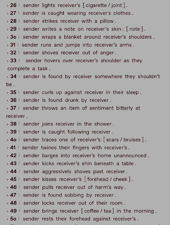 lostlovesick's tweet photo. random  starter  prompt  !  ♡
⠀⠀⠀⠀⠀⠀⠀⠀⠀⠀⠀⠀⠀⠀⠀⠀⠀⠀⠀⠀⠀⠀
send  ʻ  +reverse  ʼ  to  reverse  the  prompts.  either  one  of  us  be  the  sender  and  the  other  will  be  the  receiver. https://t.co/7jpMNoD6LI