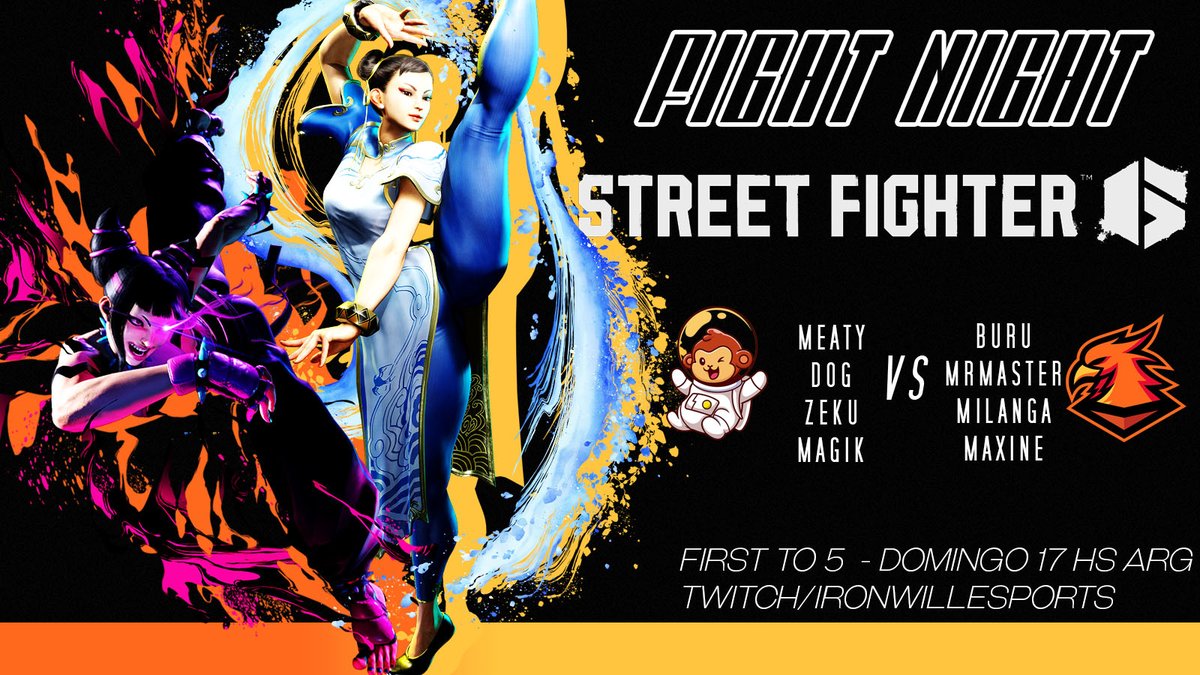 IronwilleSports's tweet photo. Derretimos el hielo la ultima vez 🫡 ahora toca quemar la Selva🐒🔥
Vengan a ver nuestro proximo team VS de #StreetFighter6 , nos vamos a enfrentar contra la poderosa @ChangosGaming 🖤💛

Este domingo 23 a las 17hs por nuestro canal
https://t.co/QzhMaQNalc
https://t.co/QzhMaQNalc https://t.co/JA1lHl7knJ