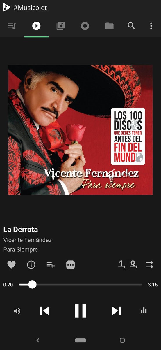 loscuques's tweet photo. Escuchando #LaDerrota de #VicenteFernández en #musicolet… https://t.co/D4VqR3loLs