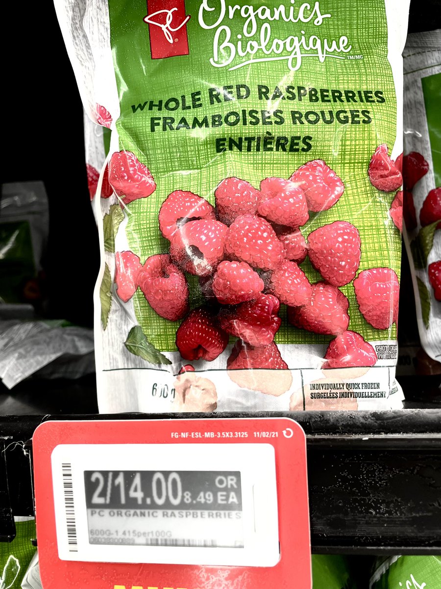 Woah #GalenWeston. $8.49 at No Frills for a small bag of frozen raspberries? Do tell your poor customers where they’re to go buy affordable fruit. #Right2Food