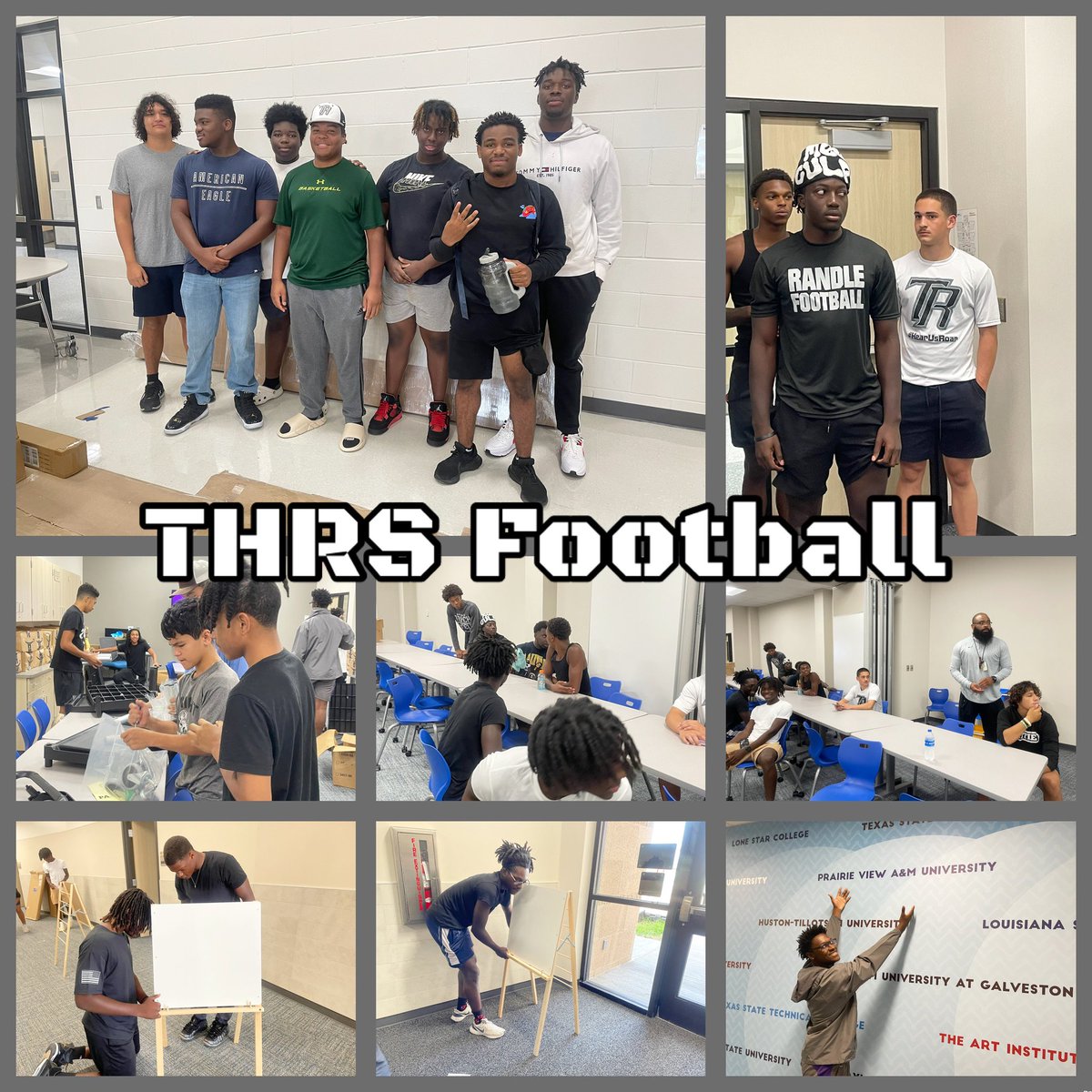 🏈 Randle football players lending a helping hand at Gray Elementary School setup! 🏫 #CommunityHelpers #Teamwork #GivingBack