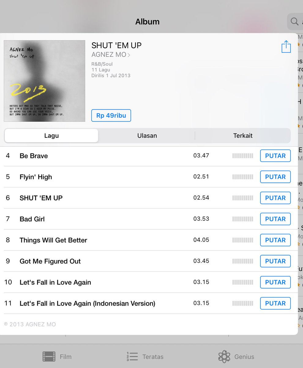 heffheven's tweet image. Yes Indonesia did it
Congrats AgnezMo 
Shut 'Em Up Album Charts #1 All Genre Indonesia Album iTunes
Legacy Pro AgnezMo

SHUT 'EM UP Album AGNEZ MO
Available in Apple Music iTunes
@agnezmo
#Agnation #ShutEmUp #AGNEZMO
music.apple.com/id/album/shut-…