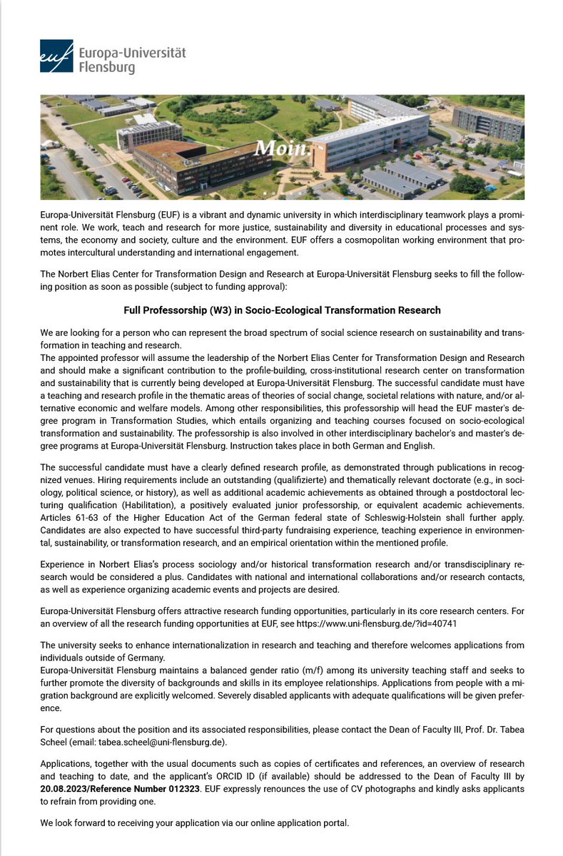 pleh_mann's tweet photo. Full Professorship in Socio-Ecological Transformation Research at Europa-Universität Flensburg (Germany). https://t.co/0NZanT2nOc https://t.co/QawQWJ99z3