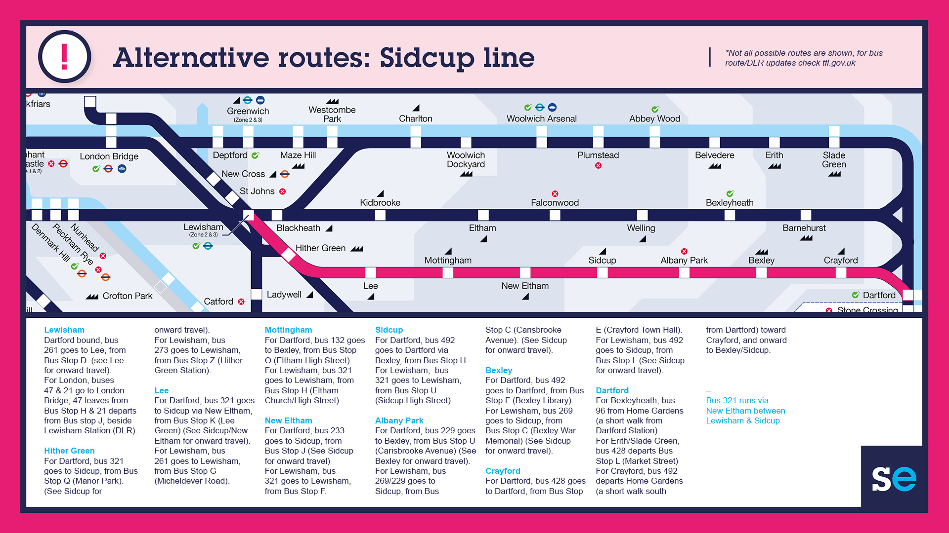 Southeastern on Twitter "🚍 Alternative routes for travel. See image