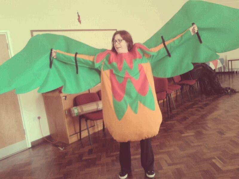 Anyone need any copywriting/proofreading/content creation? I can run social media, write press releases, update website content, create publicity content, and generally write words that you might find useful. Here’s a picture of me dressed as a giant bird for attention.