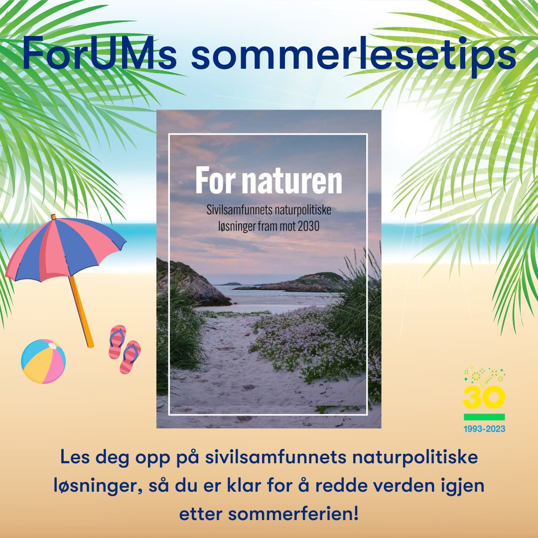 ForumNorway's tweet photo. Hva med en god veileder på stranden? De neste to ukene deler vi tips til godt lesestoff for å redde verden. ☀️🌎
Veilederen #ForNaturen inneholder 300 konkrete forslag på endringer som må til for at vi skal stanse naturtapet og ha mer natur innen 2030. 👇
https://t.co/39kuOiVBqm https://t.co/1q1VNFXYMS
