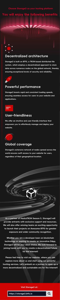 BitTorrent's tweet image. What #BTFS Storage 3 brings to Season 5 #HackaTRON in a nutshell: