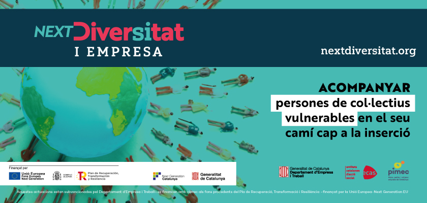 ecasacciosocial's tweet photo. El Programa #NextDiversitat ja ha iniciat més de 1.660 plans de #diversitat amb persones en situació de #vulnerabilitat. Gràcies a l'orientació de 34 entitats socials i a la implicació de les empreses vinculades, alguns d’aquests processos s’han traduït en #insercions laborals 🚀 https://t.co/C5XYMiqNhD