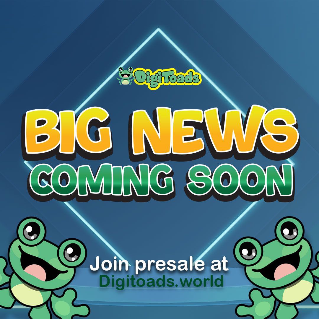 Digitoadsworld's tweet image. Get ready for a summer of milestones! 🏆🚀 
With our presale hitting over $6M, and the NFTs and gaming platform just around the corner, the excitement is building up! 

Spread the word and invite your friends to be part of the DigiToads revolution! 💚
