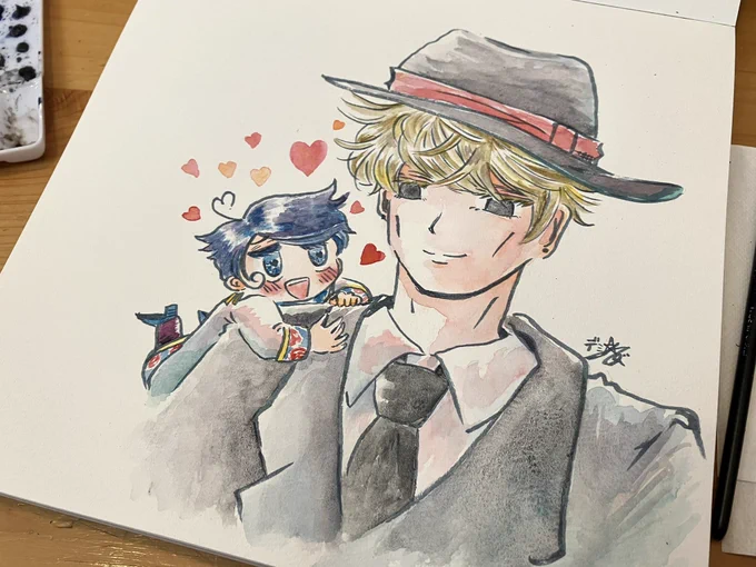 この前の上野に続きまたひゅーさんと鎌倉で遊び中 描いていーよってひゅーさんのスケブがデカくて久々に好き勝手描き殴り(殴ってはいない)大会で楽しいです2枚目はひゅーさんちのハイドさんドロけver…ハイド味を追求…シャイニーブリザードの似合う男…難しいな