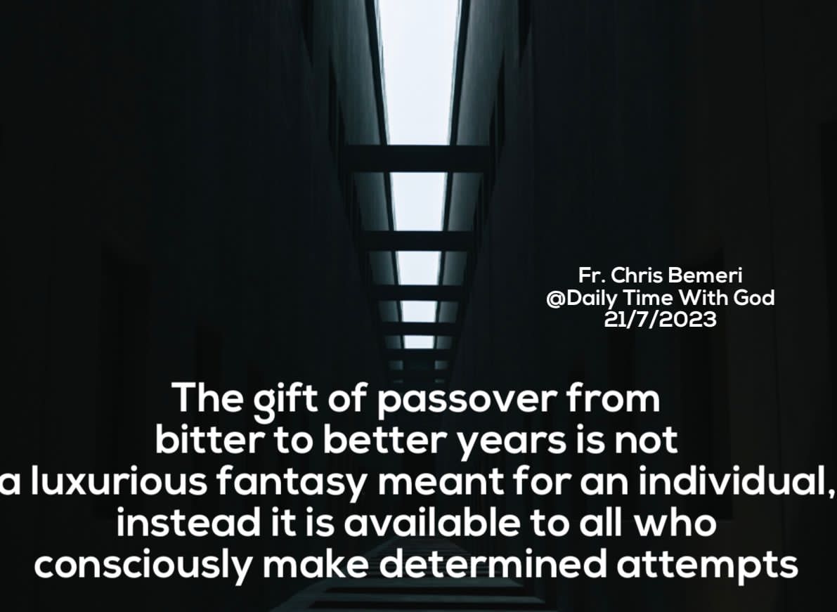 The gift of Passover from bitter to better years is not a luxurious fantasy meant for an individual, instead it is available to all who consciously make determined attempts.
#DailyTimeWithGod #dailyinspiration #inspiration https://t.co/55H3MAS8QO