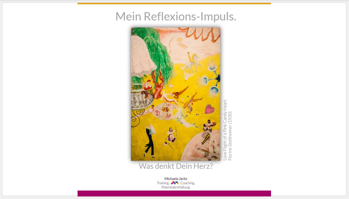 MichaelaJaritz's tweet photo. Reflexions-Impulse, die kompakte Form des Coachings mit Kunstwerken. Seit 2020: (Fast) jeden (Frei)tag, ein Werk, ein Text, keine weiteren Kommentare von mir. So kann der Impuls ganz individuell wirken.
#selfreflection #coachingwithart #sichtbarmachen #platzmachen #möglichmachen https://t.co/ar2AGYcyPk