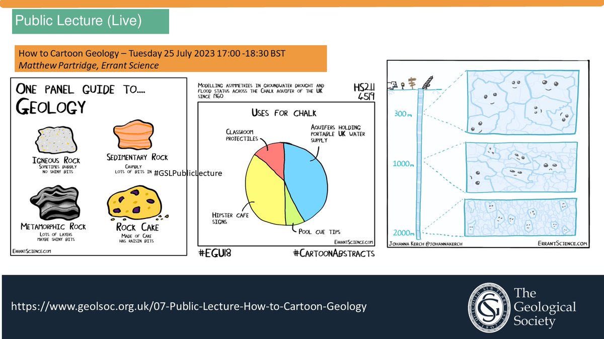 The Geological Society (@geolsoc) on Twitter photo EVENT UPDATE: 'HOW TO CARTOON GEOLOGY'
Due to transport strikes, our <a href="/ErrantScience/">ErrantScience</a> ‘How to cartoon geology’ FREE public lecture has been postponed until 29th August, from 6-7pm!
Please find all updated information and tickets here: ow.ly/o7WK50PhgYh EVENT UPDATE: 'HOW TO CARTOON GEOLOGY'
Due to transport strikes, our <a href="/ErrantScience/">ErrantScience</a> ‘How to cartoon geology’ FREE public lecture has been postponed until 29th August, from 6-7pm!
Please find all updated information and tickets here: ow.ly/o7WK50PhgYh
