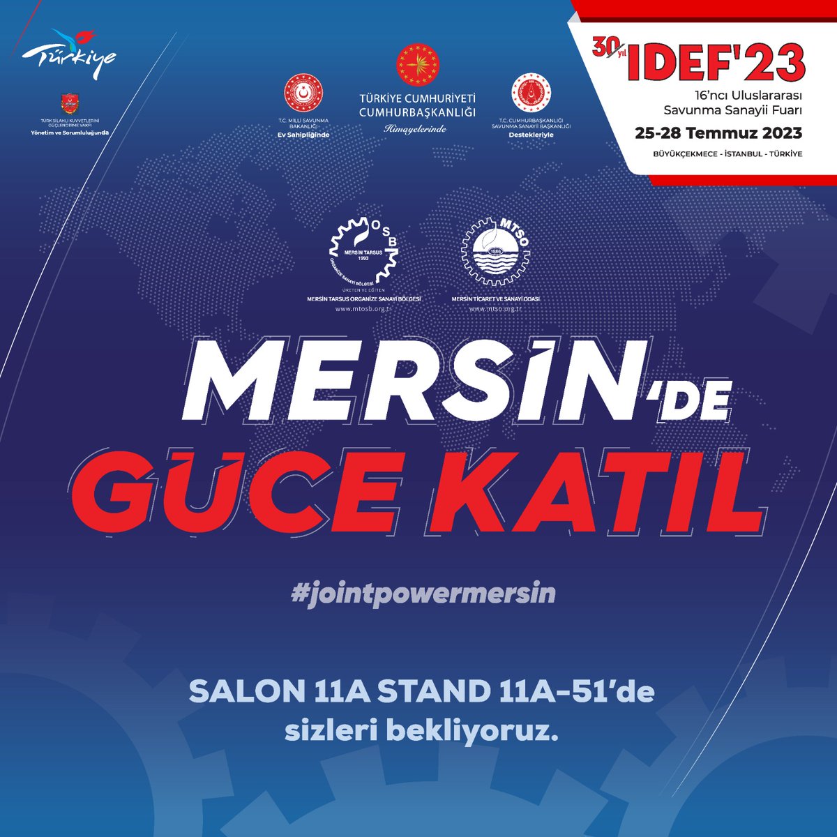 mersintso's tweet photo. Mersin Ticaret ve Sanayi Odası ile Mersin-Tarsus OSB olarak, savunma sanayi sektöründeki üye firmalarımızla, 25-28 Temmuz tarihleri arasında #IDEF2023 Uluslararası Savunma Sanayi Fuarındayız.
#mtso #mtosb #mersin https://t.co/yZEWc6jvKc