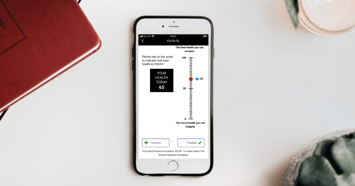 CMTandMeApp's tweet image. The EQ-5D-5L questionnaire is a survey that is very commonly used in medical research to measure quality of life. Find it in the CMT&amp;amp;Me app and answer its 5 questions about your mobility, self-care, activities, pain and anxiety and rate your health using the scale.

#helpresearch