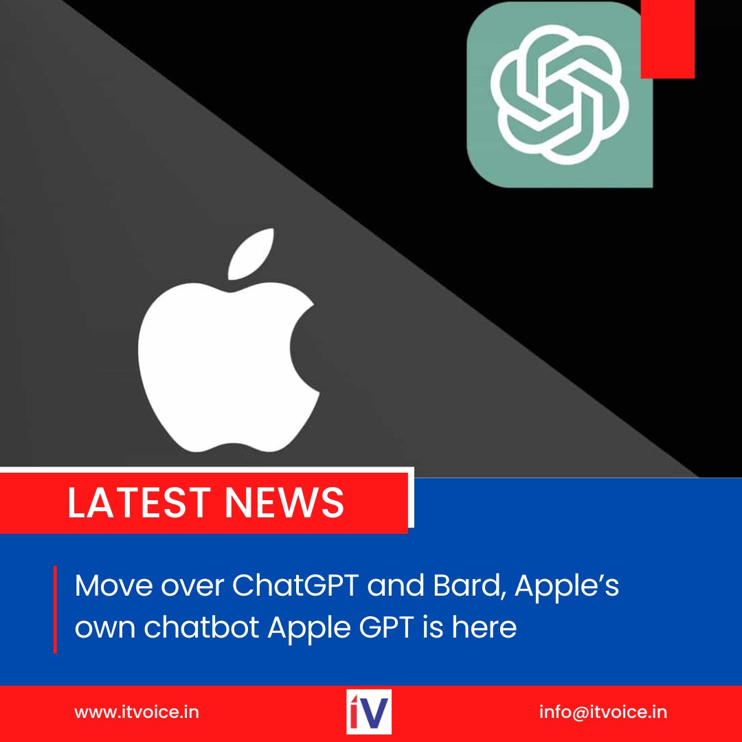 itvoice's tweet image. The chatbot is currently in the internal testing phase and is being evaluated for integration with various devices, including the Apple Vision Pro headset.
#AppleAI #ChatbotDevelopment #AIInnovation #AppleGPT #ArtificialIntelligence #AIChatbot #AppleVisionPro #MachineLearning
